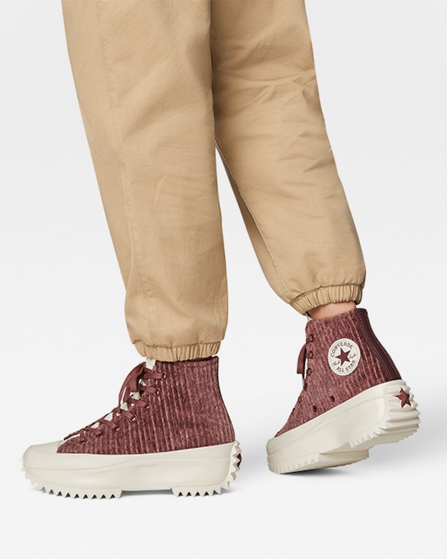 Converse Run Star Hike Velour Høye Platform Sko Herre Rød | 257UHGBPE