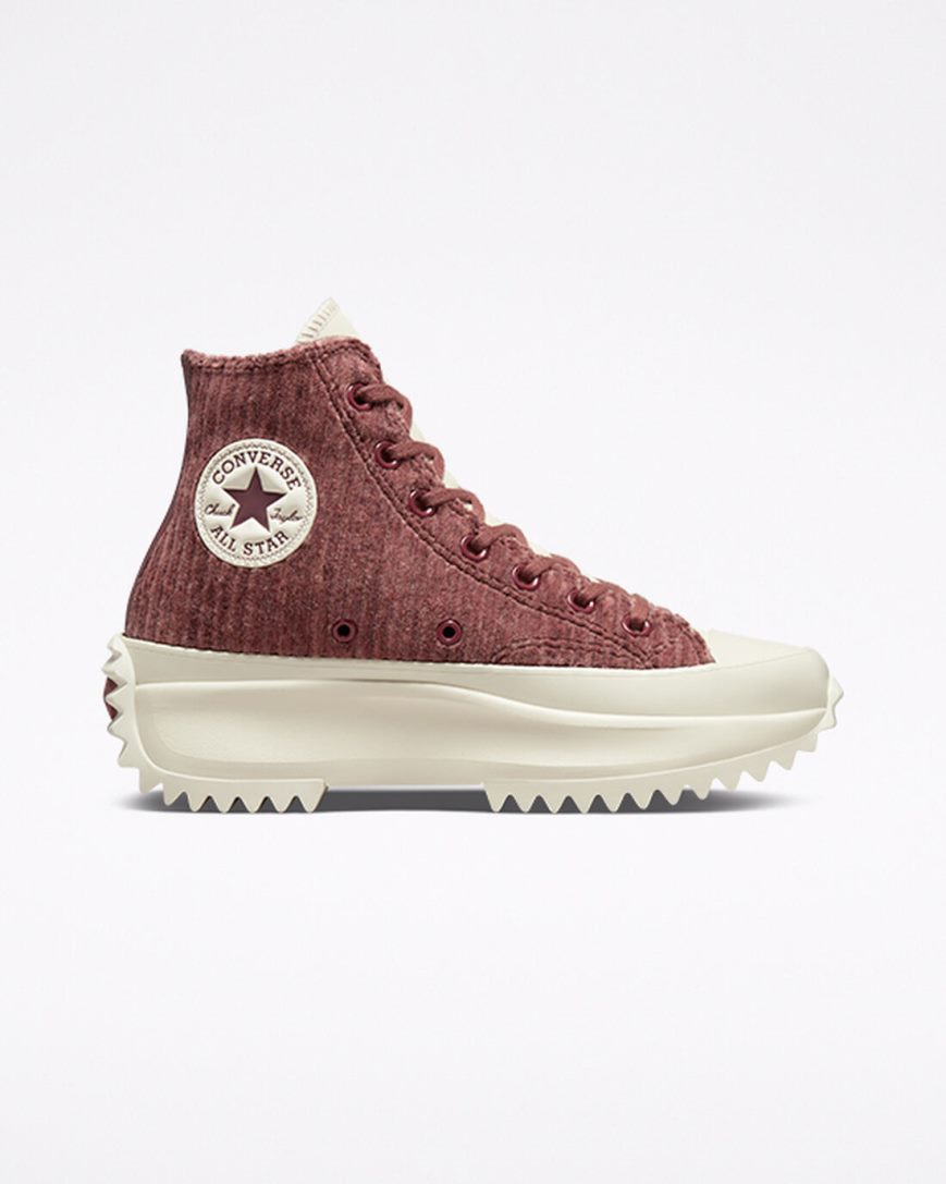 Converse Run Star Hike Velour Høye Platform Sko Herre Rød | 257UHGBPE