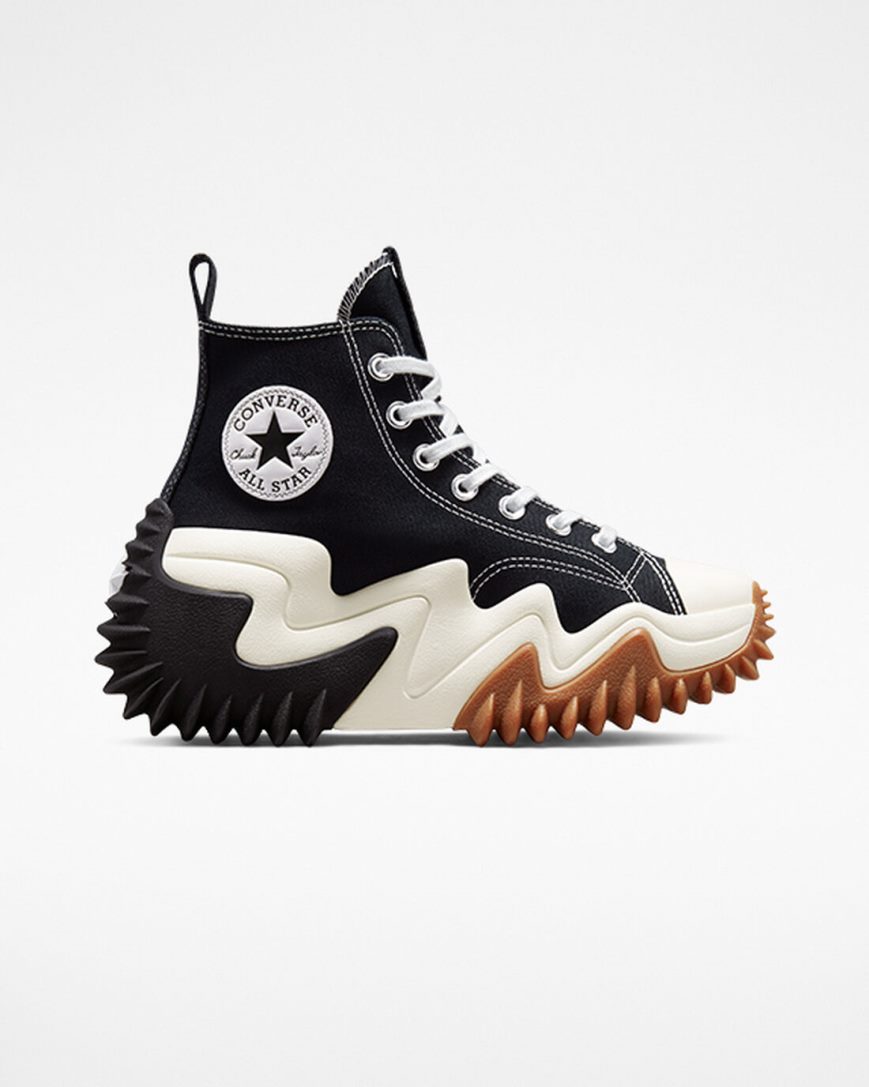 Converse Run Star Motion CX Høye Platform Sko Herre Svarte Hvite Oransje | 326AGQULC