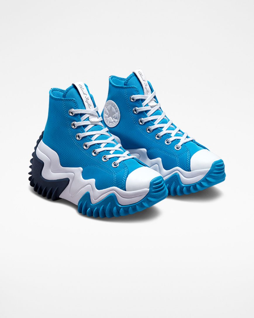 Converse Run Star Motion CX Høye Platform Sko Dame Blå Marineblå Hvite | 843WYKOGD