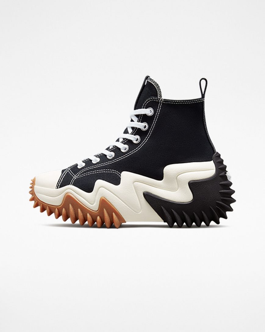 Converse Run Star Motion CX Høye Platform Sko Dame Svarte Hvite Oransje | 987OYCQDT