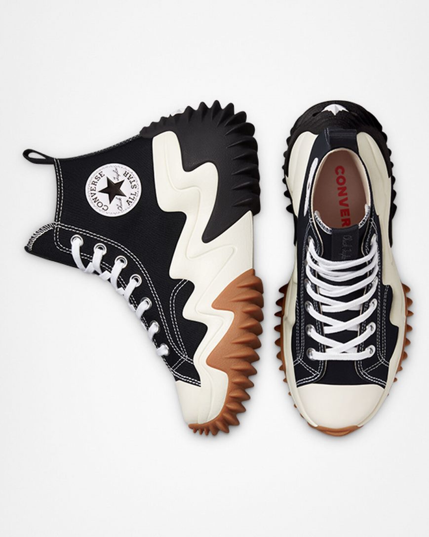 Converse Run Star Motion CX Høye Platform Sko Dame Svarte Hvite Oransje | 987OYCQDT