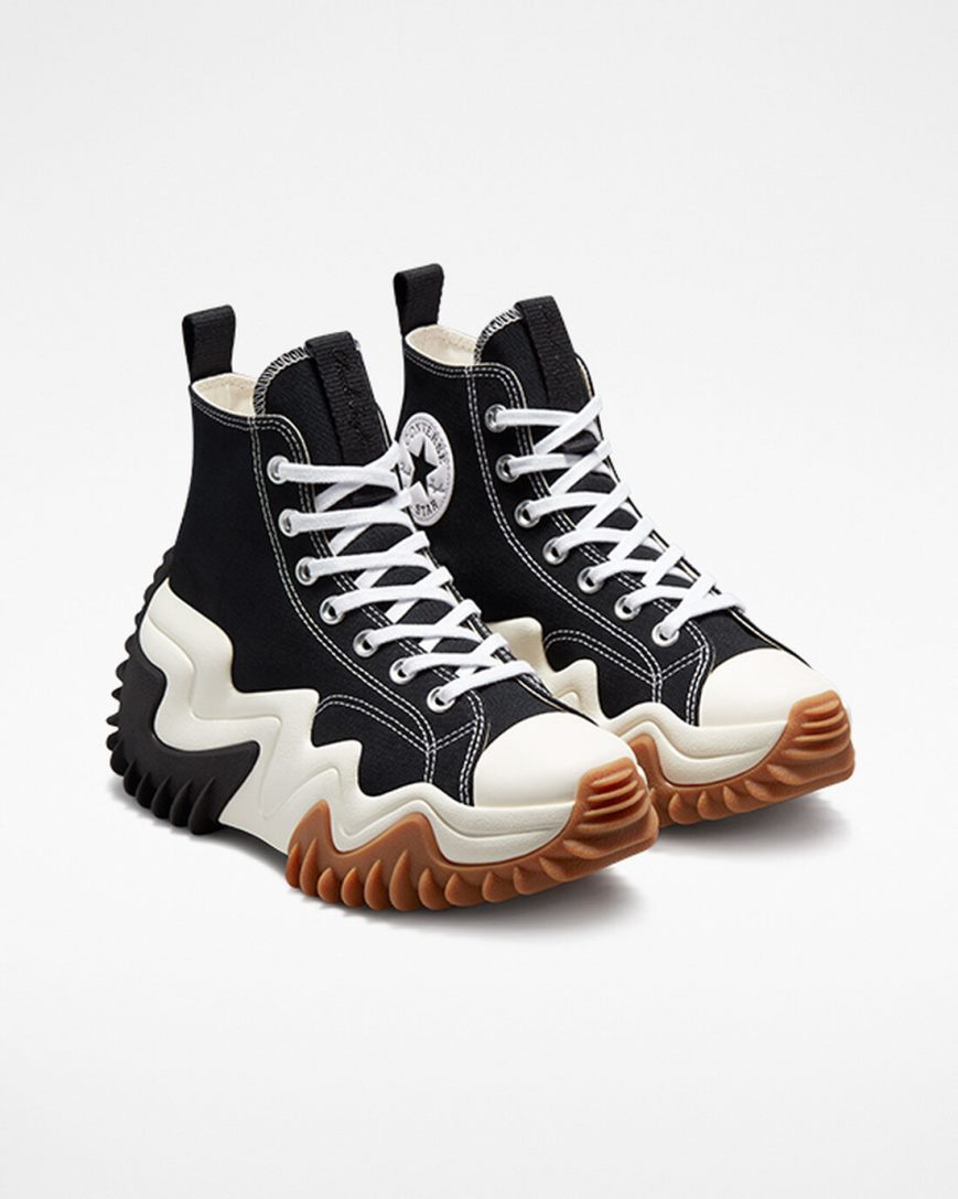 Converse Run Star Motion CX Høye Platform Sko Dame Svarte Hvite Oransje | 987OYCQDT