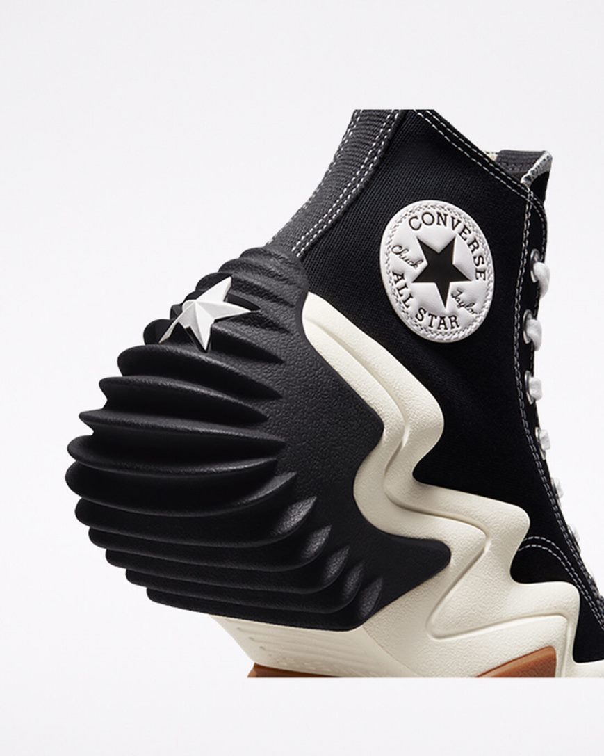 Converse Run Star Motion CX Høye Platform Sko Dame Svarte Hvite Oransje | 987OYCQDT