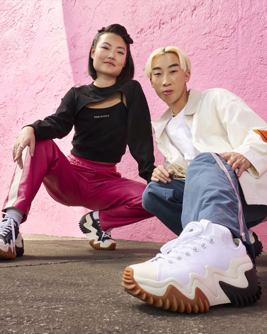 Converse Run Star Motion CX Lave Platform Sko Dame Svarte Hvite | 675SHTNCO