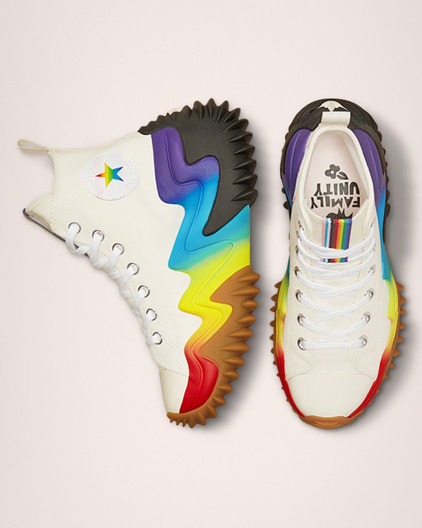 Converse Run Star Motion CX Pride Høye Platform Sko Herre Beige Lilla | 368TVAOBH