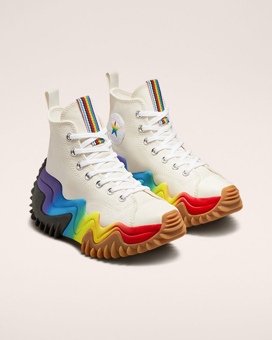 Converse Run Star Motion CX Pride Høye Platform Sko Herre Beige Lilla | 368TVAOBH