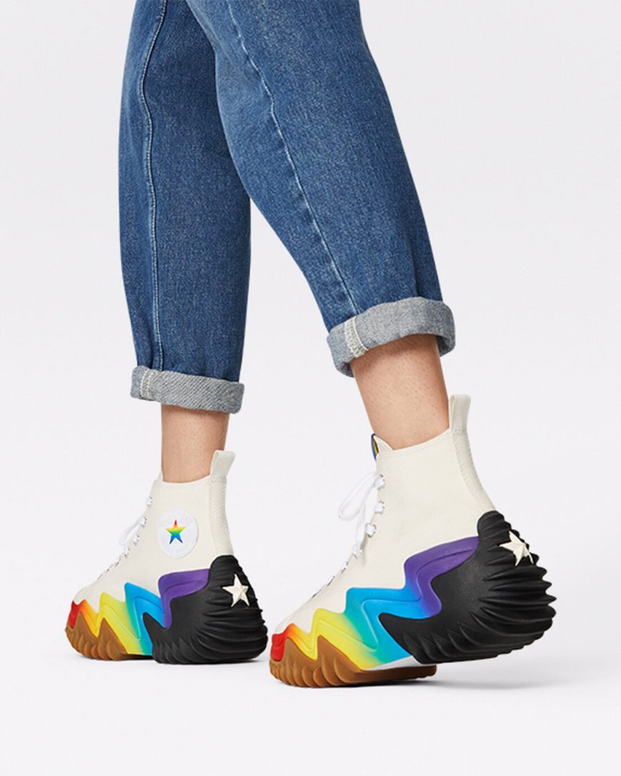 Converse Run Star Motion CX Pride Høye Platform Sko Herre Beige Lilla | 368TVAOBH