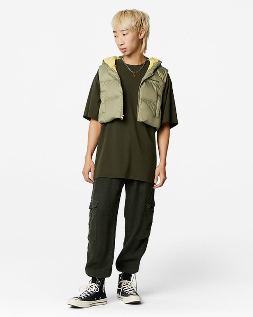Converse Satellite Grafiske T-Shirts Herre Olivengrønne Grønn | 728YOCTSJ