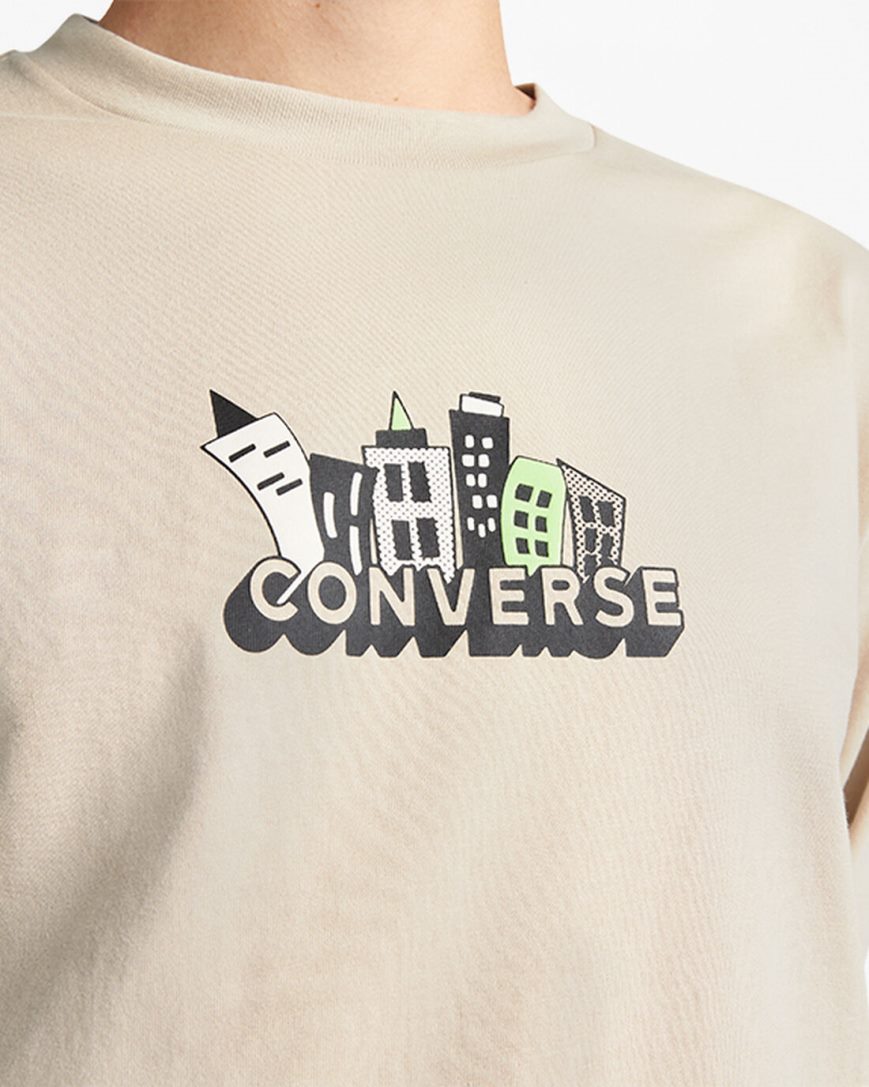 Converse Spring Up Grafiske T-Shirts Herre Grå | 480SIXFNB