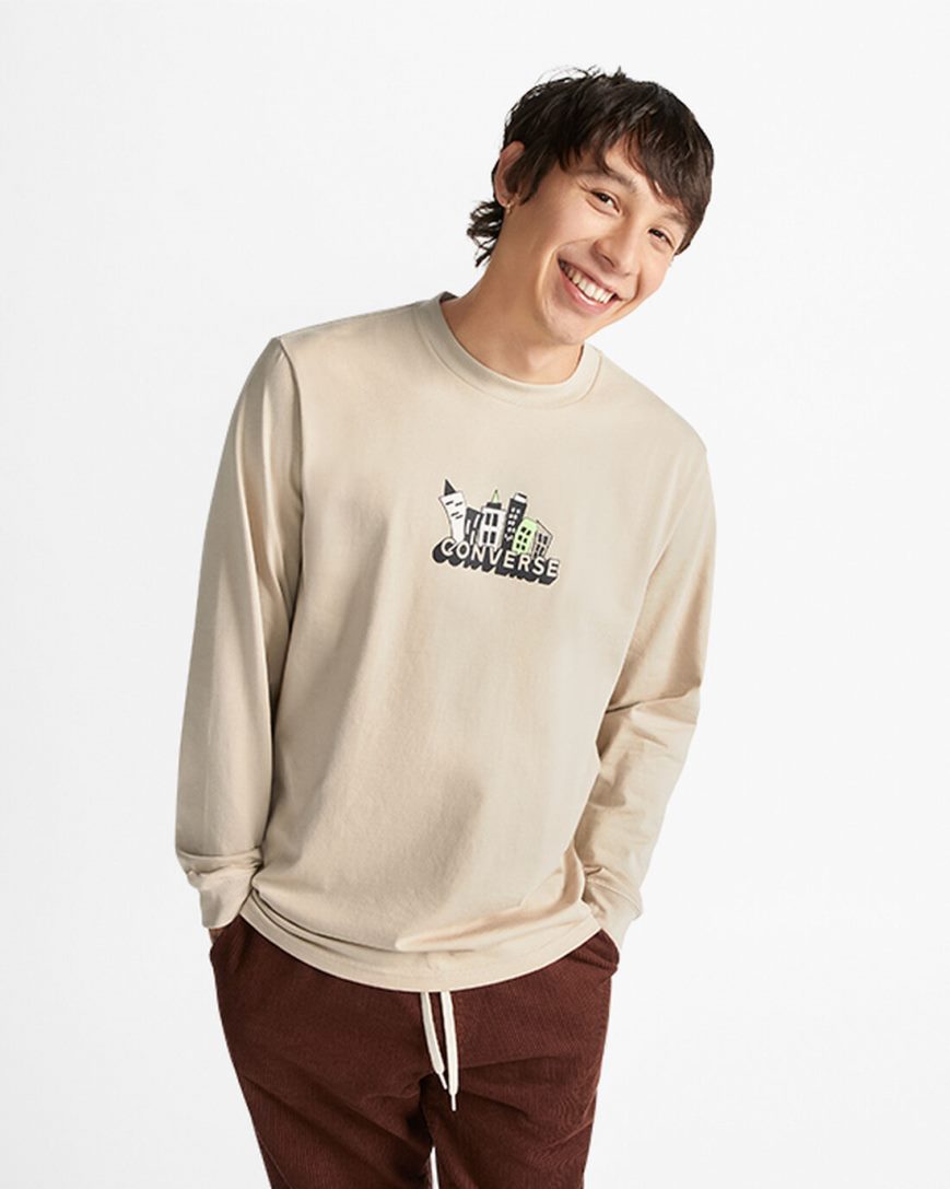 Converse Spring Up Grafiske T-Shirts Herre Grå | 480SIXFNB