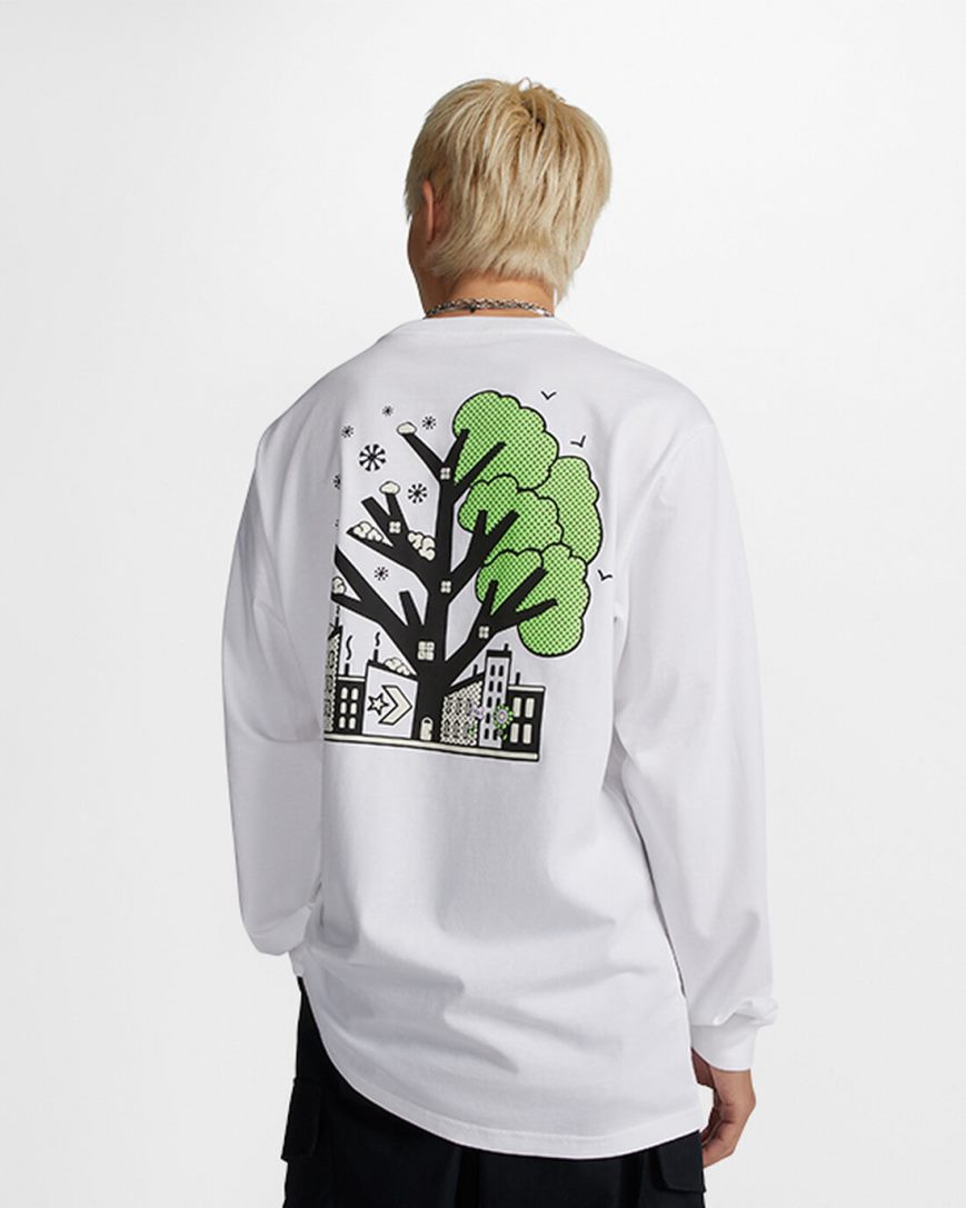 Converse Spring Up Grafiske T-Shirts Herre Hvite | 860MNIEXB