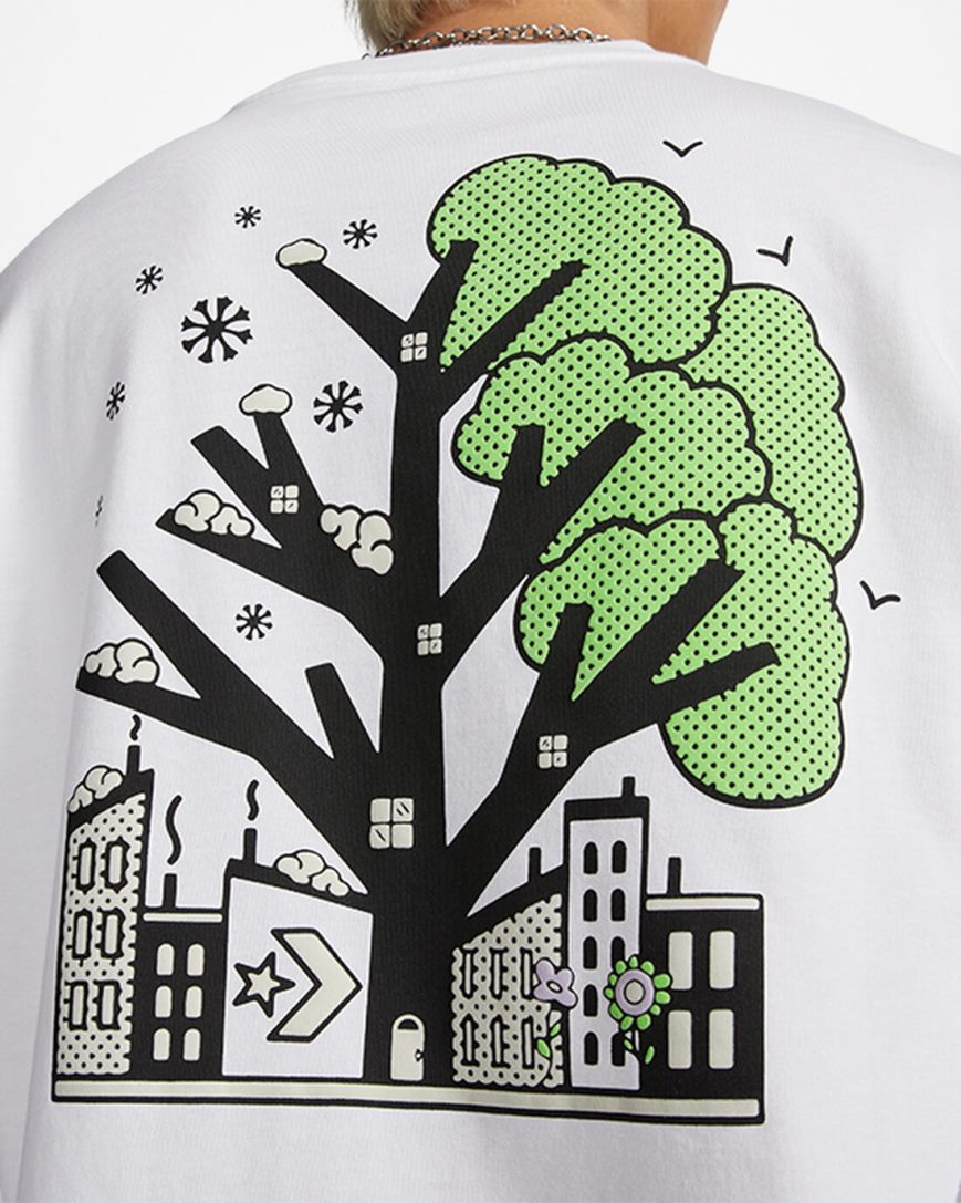 Converse Spring Up Grafiske T-Shirts Herre Hvite | 860MNIEXB