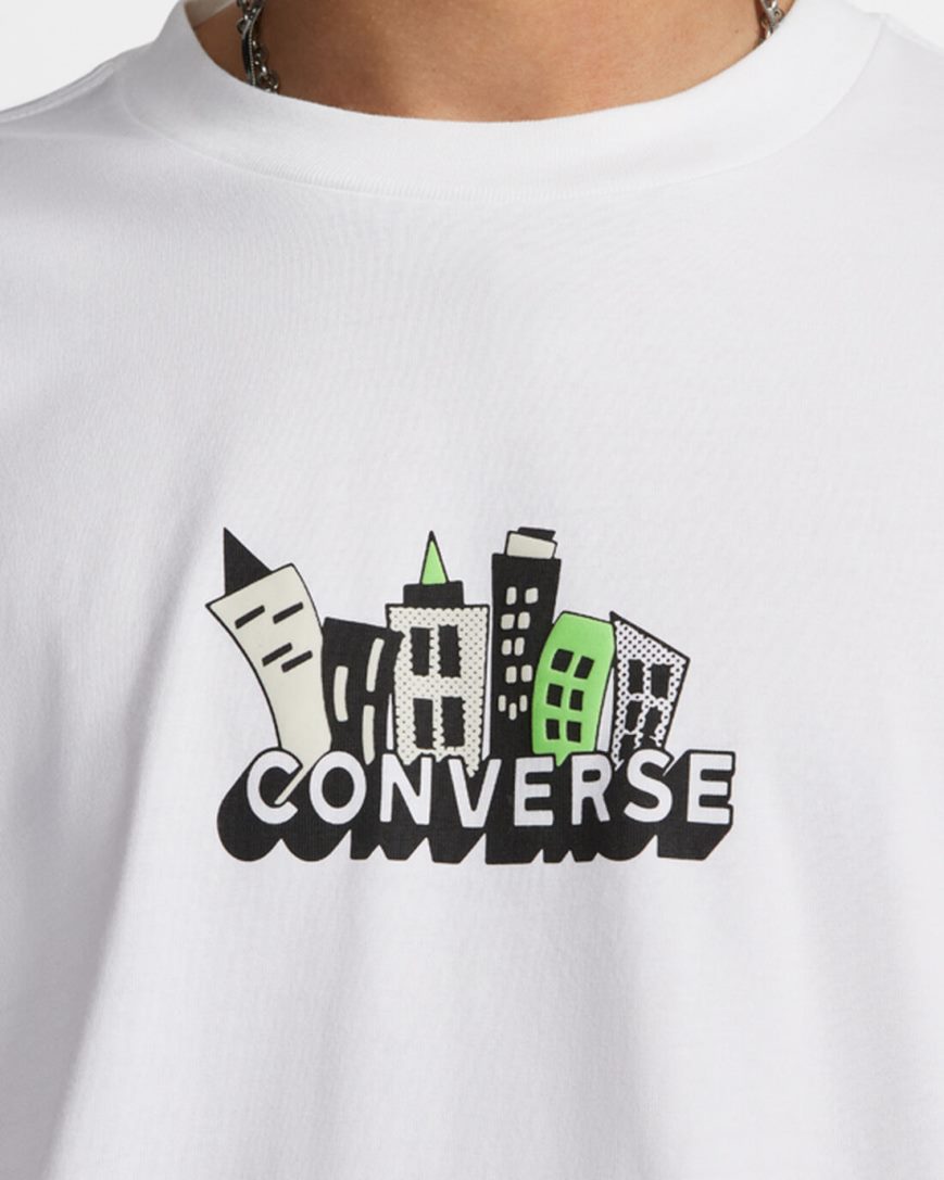 Converse Spring Up Grafiske T-Shirts Herre Hvite | 860MNIEXB