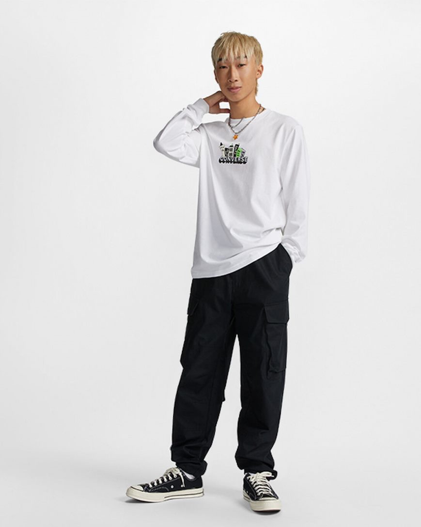 Converse Spring Up Grafiske T-Shirts Herre Hvite | 860MNIEXB