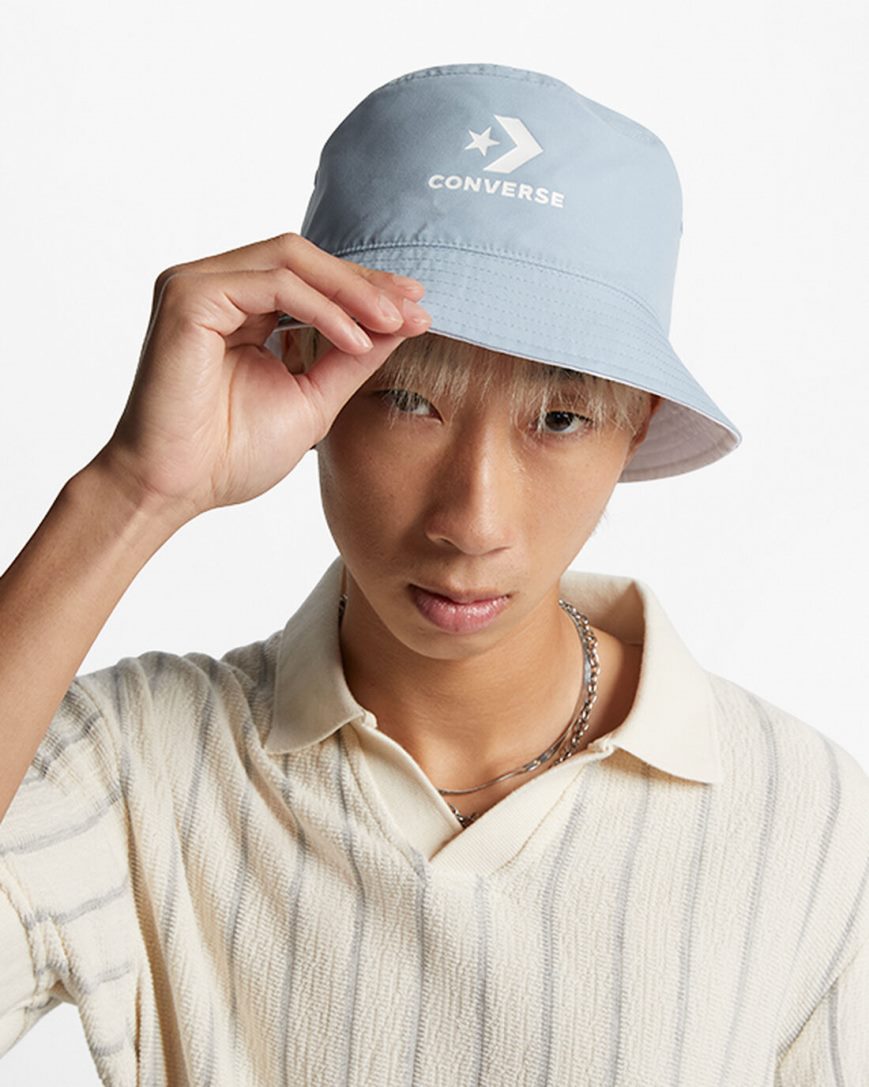 Converse Star Chevron Logo Reversible Bucket Hatt Dame Hvite | 921EUDCAF