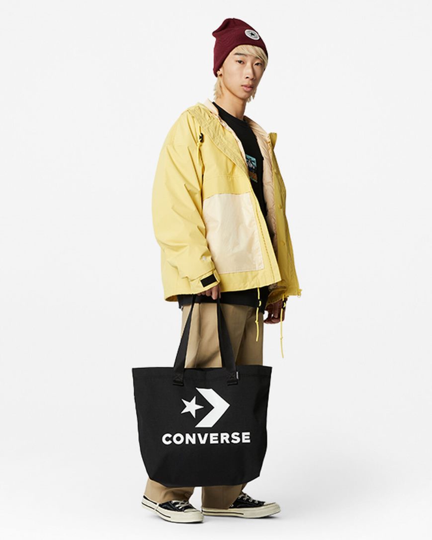 Converse Star Chevron Tote Vesker Herre Svarte Hvite | 790VPQRGX