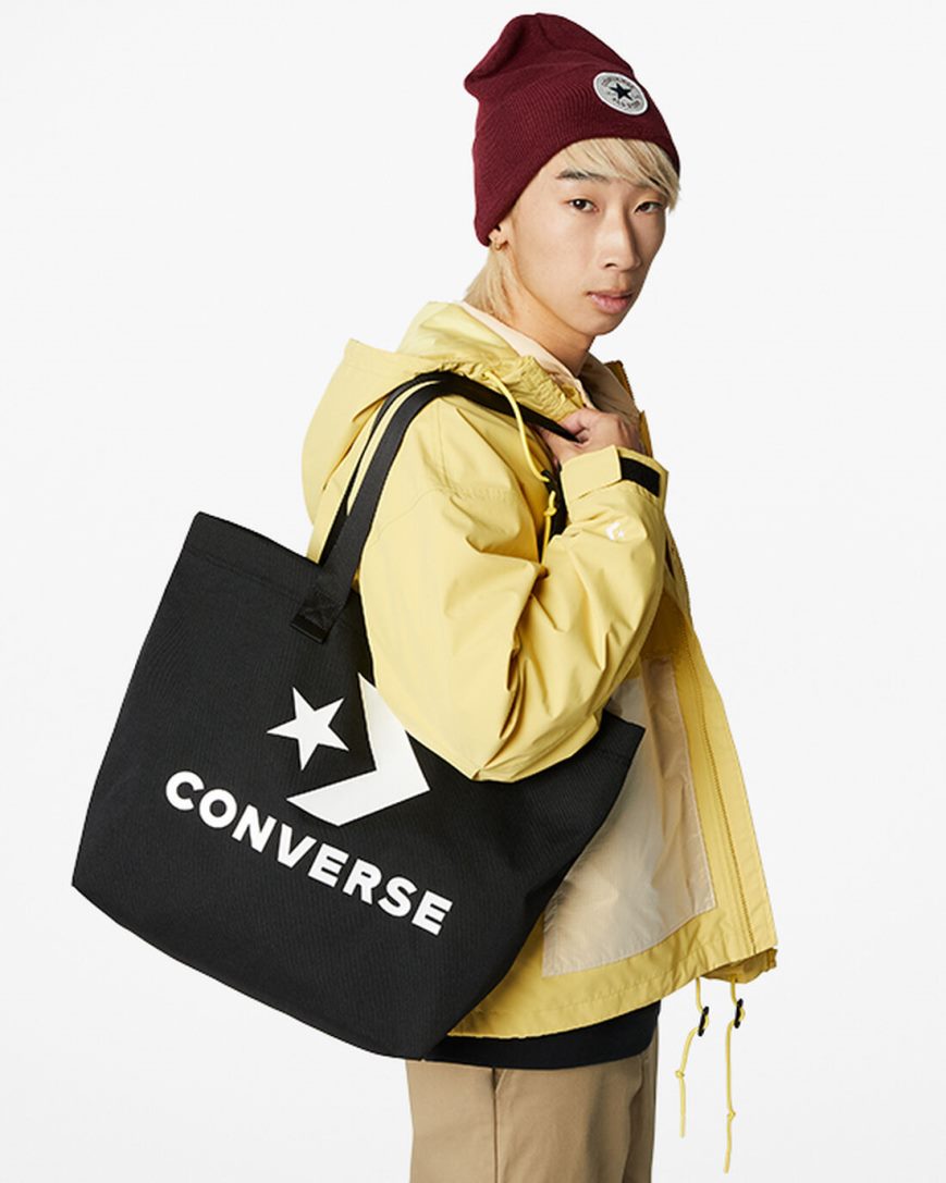 Converse Star Chevron Tote Vesker Herre Svarte Hvite | 790VPQRGX