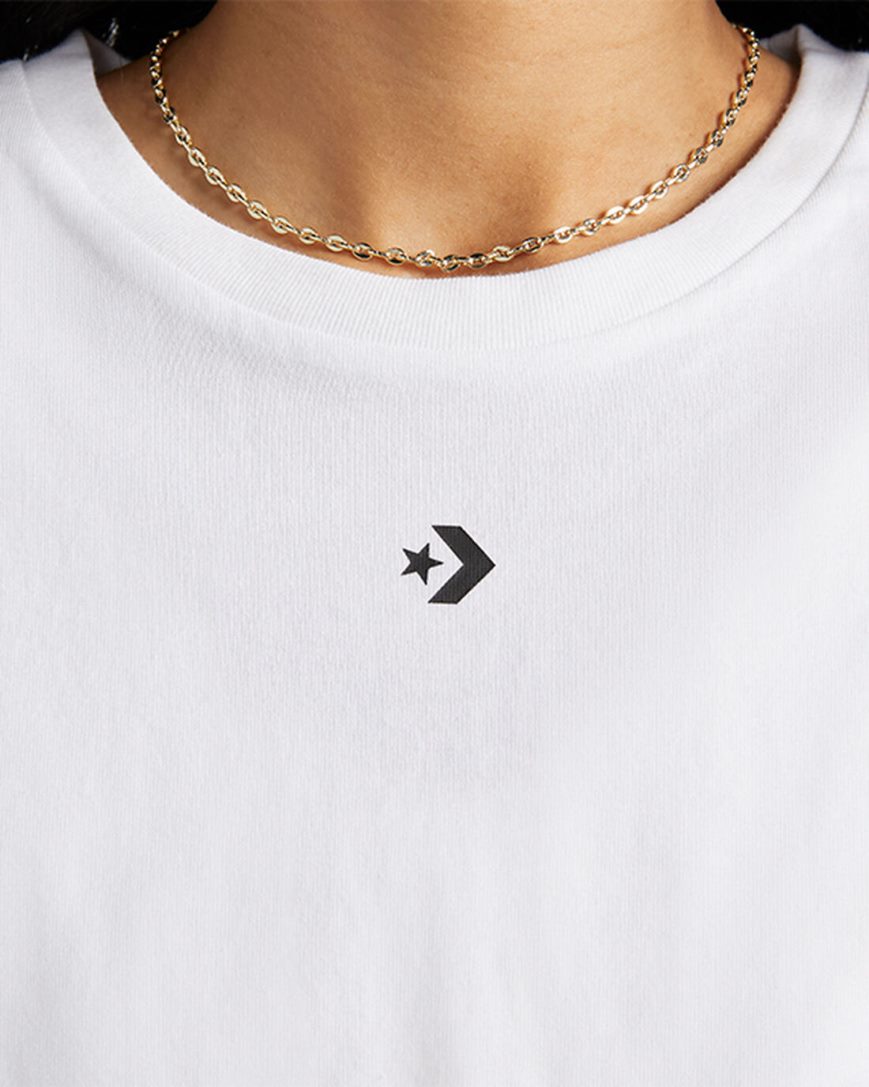Converse Star Chevron Twist Cropped T-Shirts Dame Hvite | 235JBLQZO