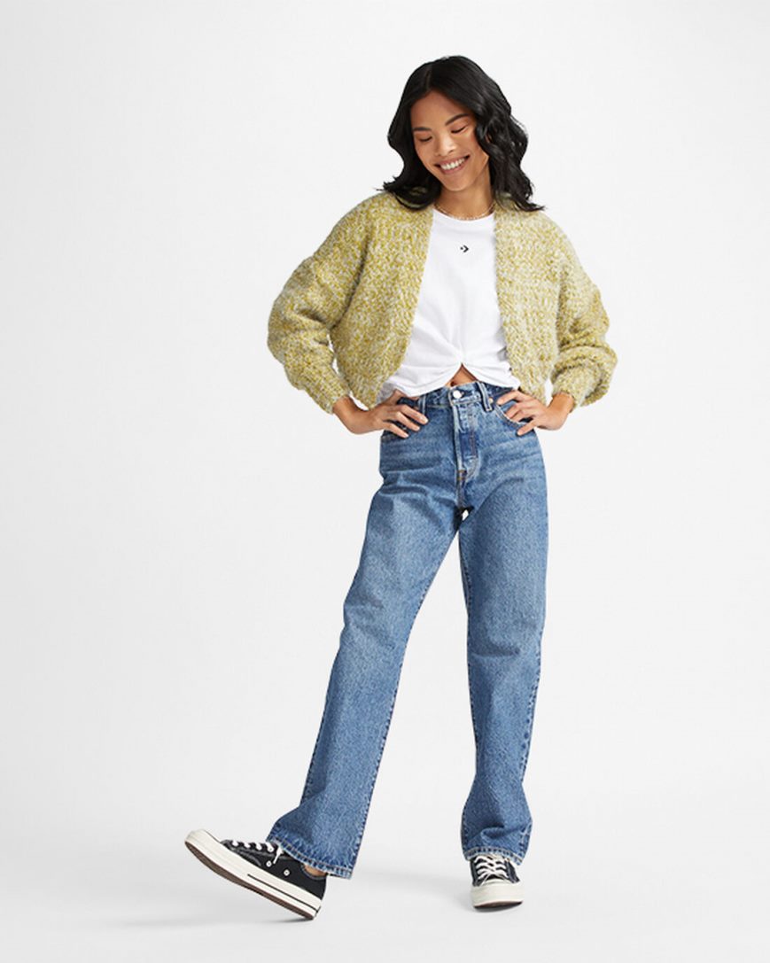 Converse Star Chevron Twist Cropped T-Shirts Dame Hvite | 235JBLQZO