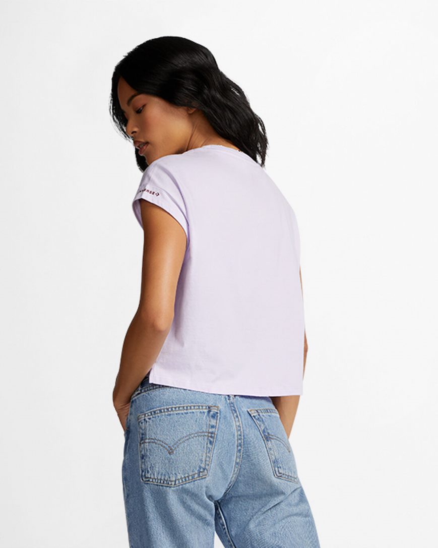 Converse Star Chevron Twist Cropped T-Shirts Dame Lilla | 864UJFVEB