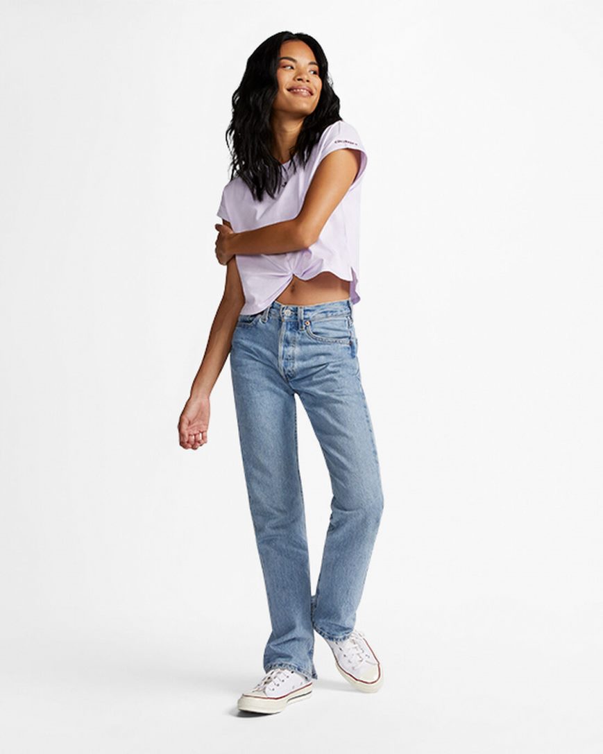 Converse Star Chevron Twist Cropped T-Shirts Dame Lilla | 864UJFVEB