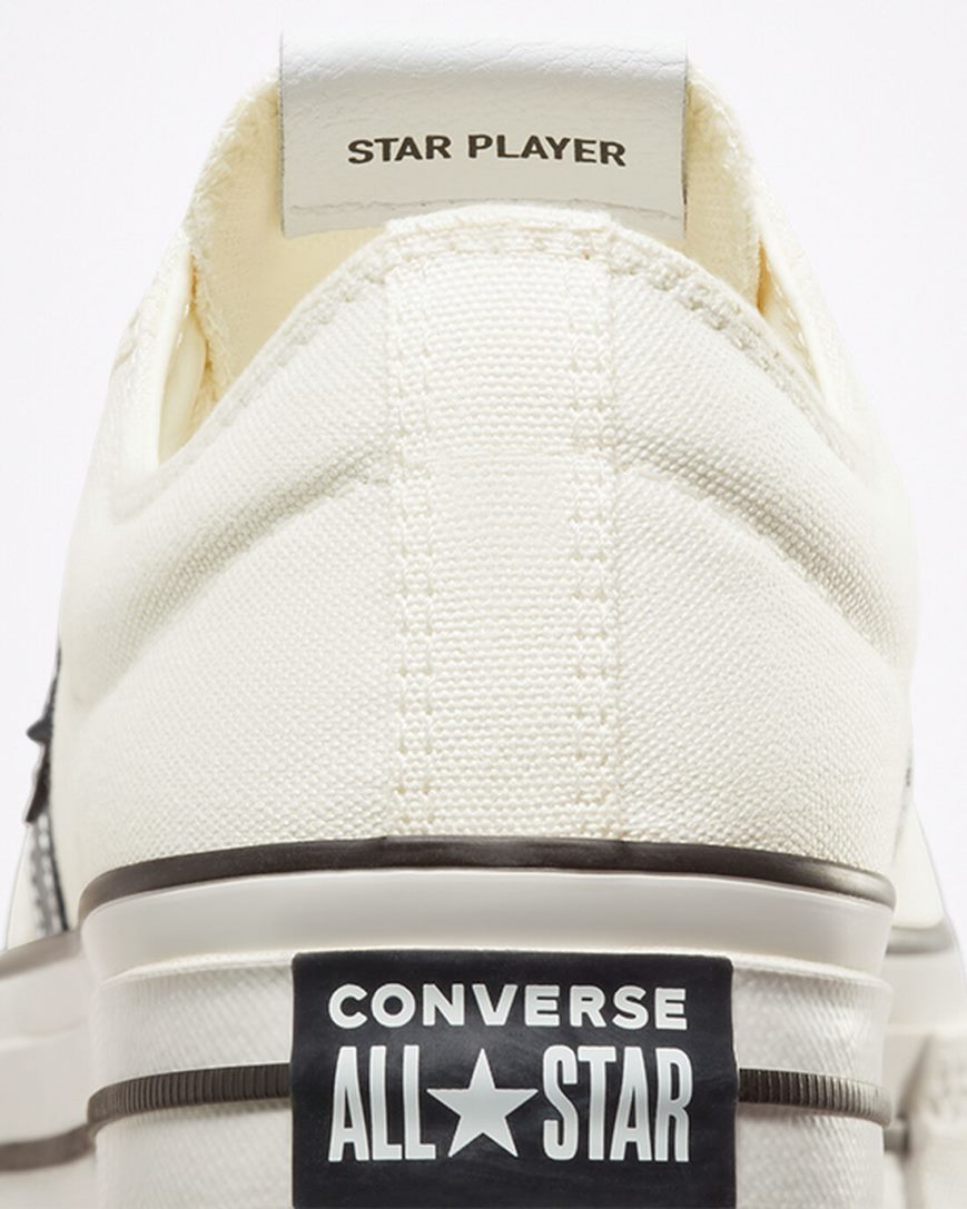 Converse Star Player 76 Lave Sko Dame Hvite Svarte | 174IQMYOG