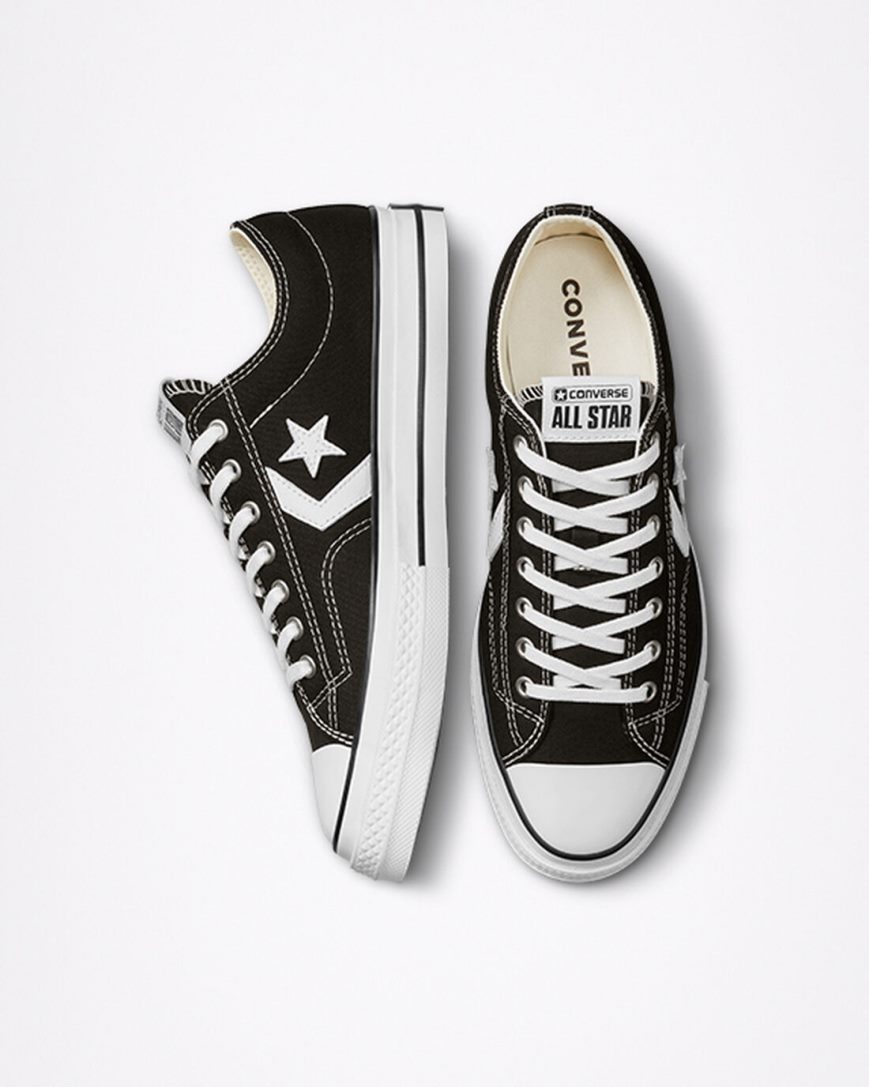 Converse Star Player 76 Lave Sko Dame Svarte Hvite Svarte | 356VFUAYP