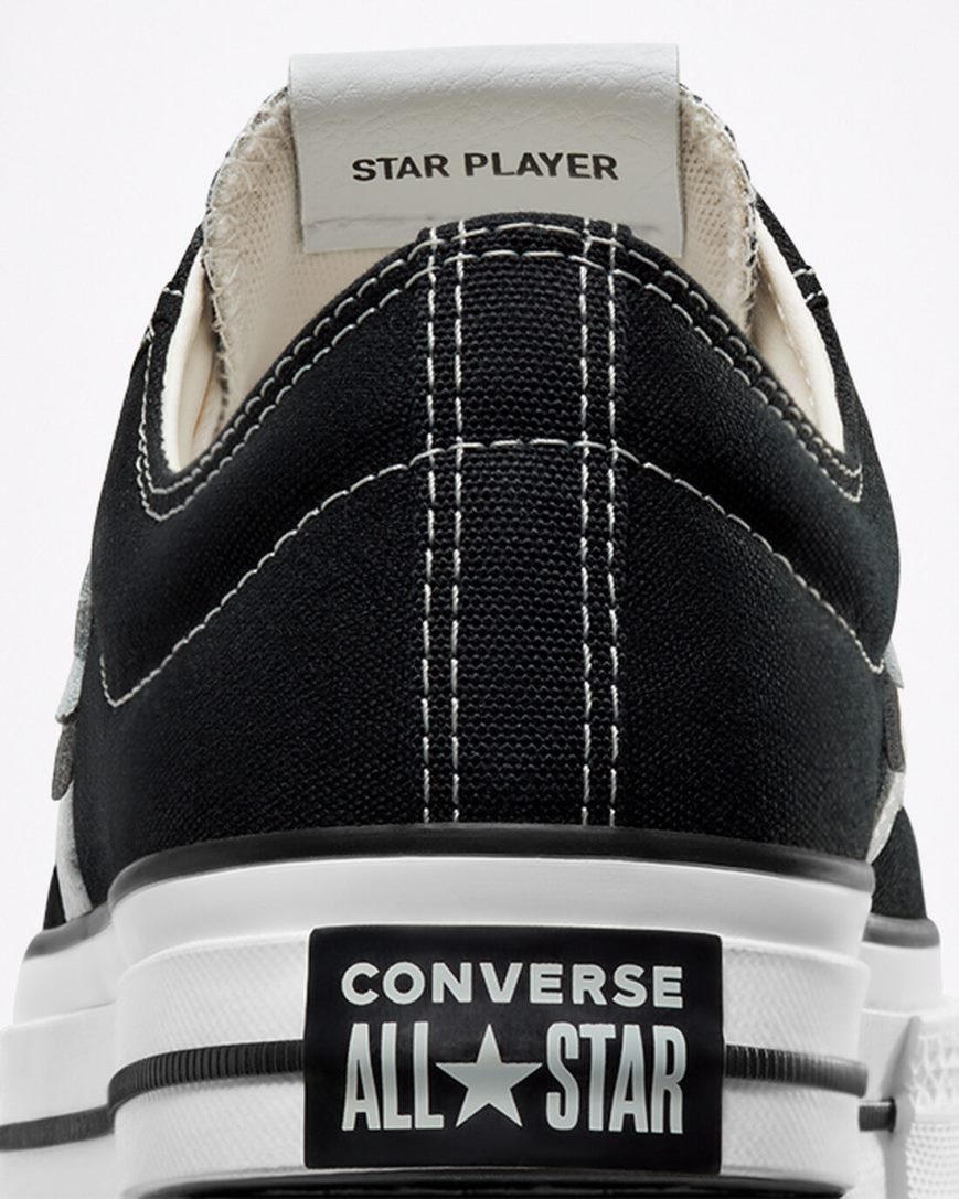 Converse Star Player 76 Lave Sko Dame Svarte Hvite Svarte | 356VFUAYP