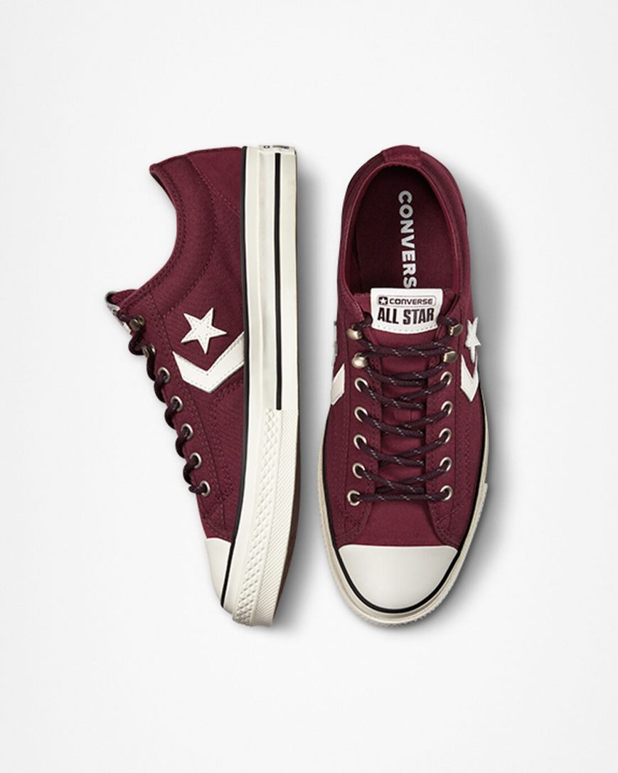 Converse Star Player 76 Retro Hike Lave Sko Dame Dyp Burgunder Svarte | 042MOGUNT