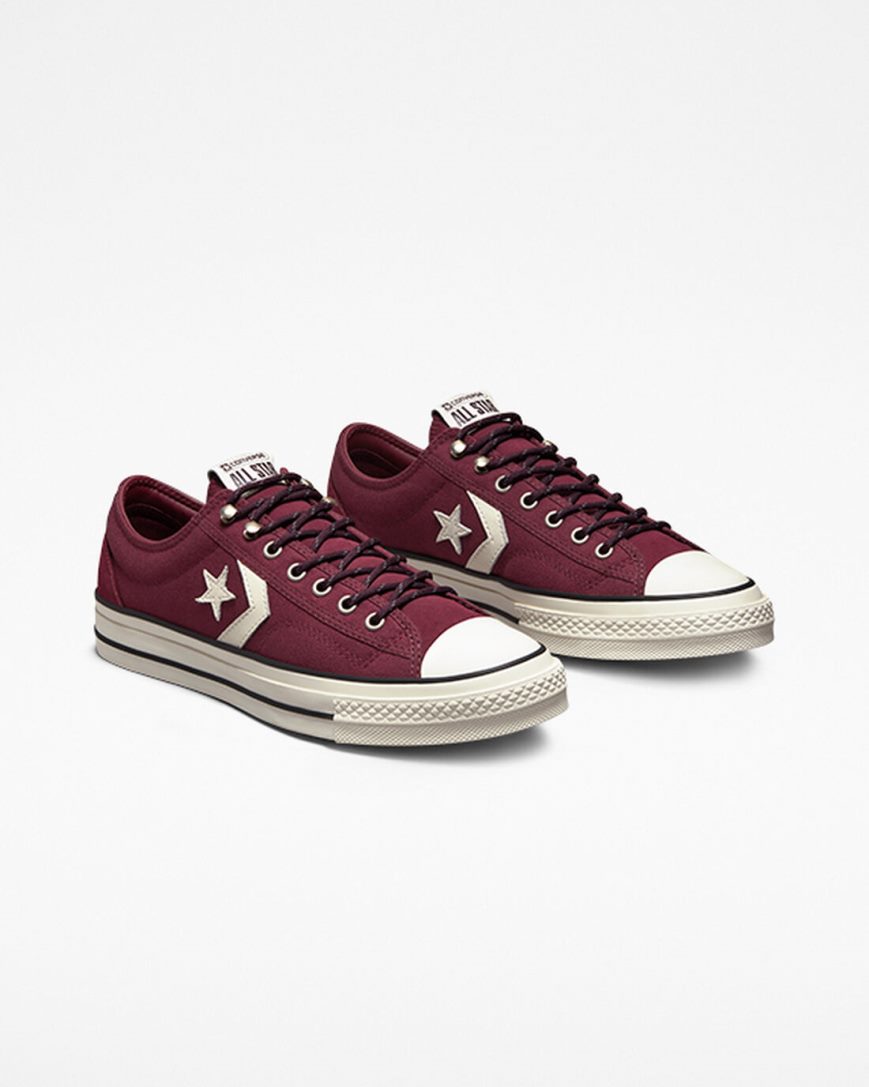 Converse Star Player 76 Retro Hike Lave Sko Dame Dyp Burgunder Svarte | 042MOGUNT
