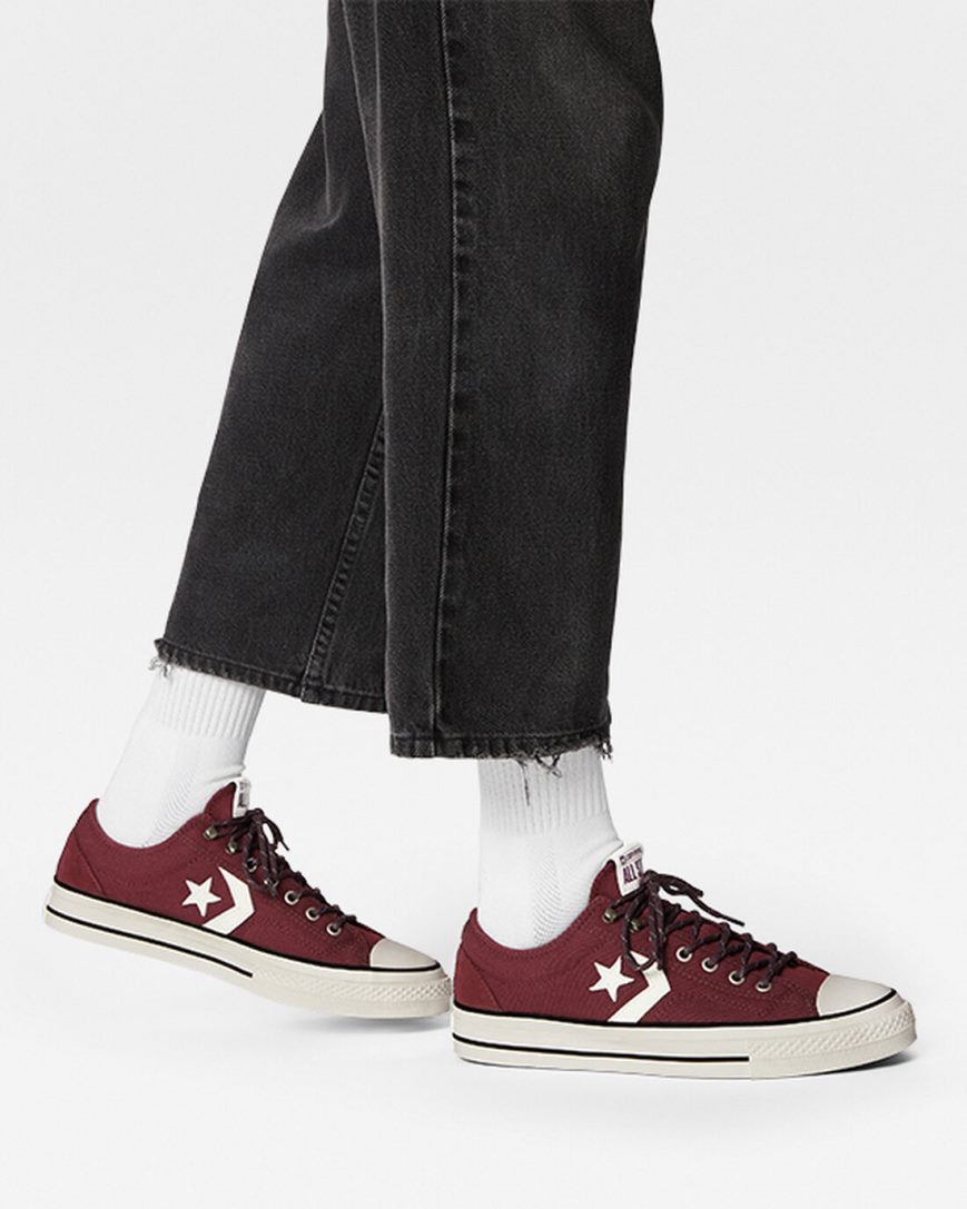 Converse Star Player 76 Retro Hike Lave Sko Dame Dyp Burgunder Svarte | 042MOGUNT