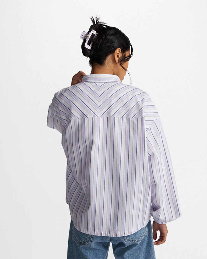 Converse Stripete Woven Button-Up Skjorte Dame Lilla | 804IPALZC