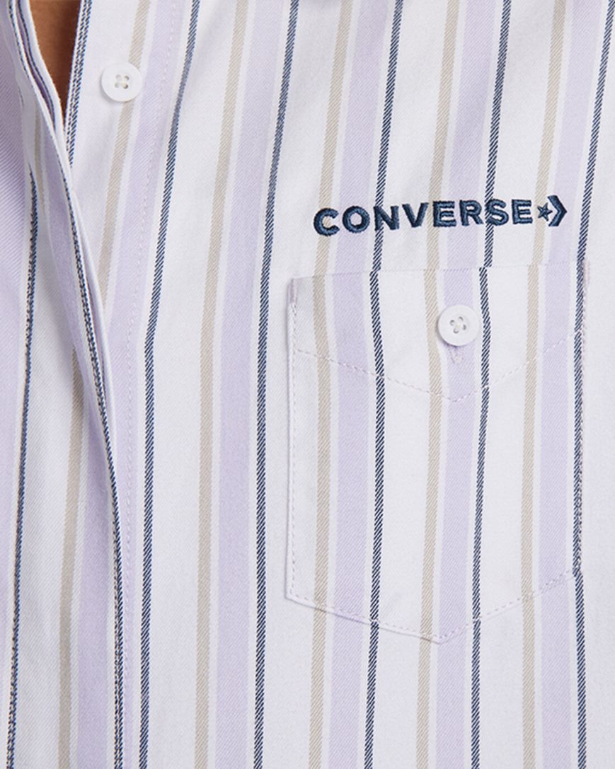Converse Stripete Woven Button-Up Skjorte Dame Lilla | 804IPALZC