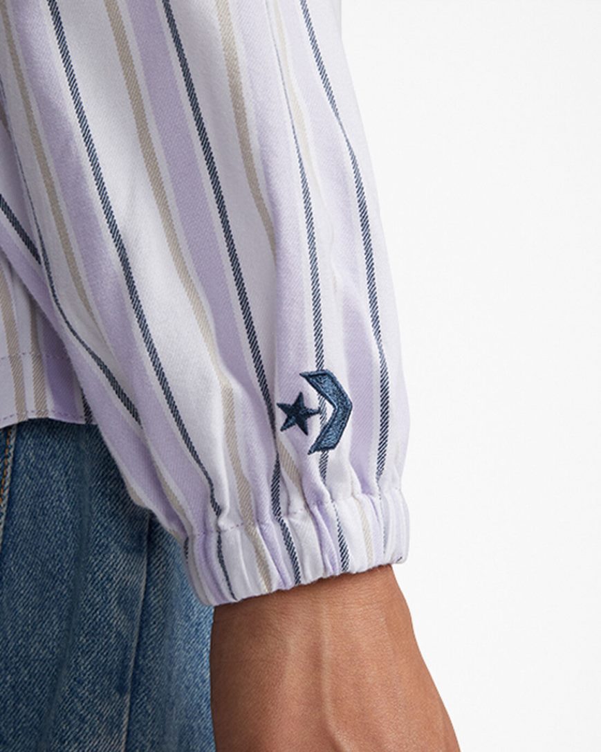 Converse Stripete Woven Button-Up Skjorte Dame Lilla | 804IPALZC