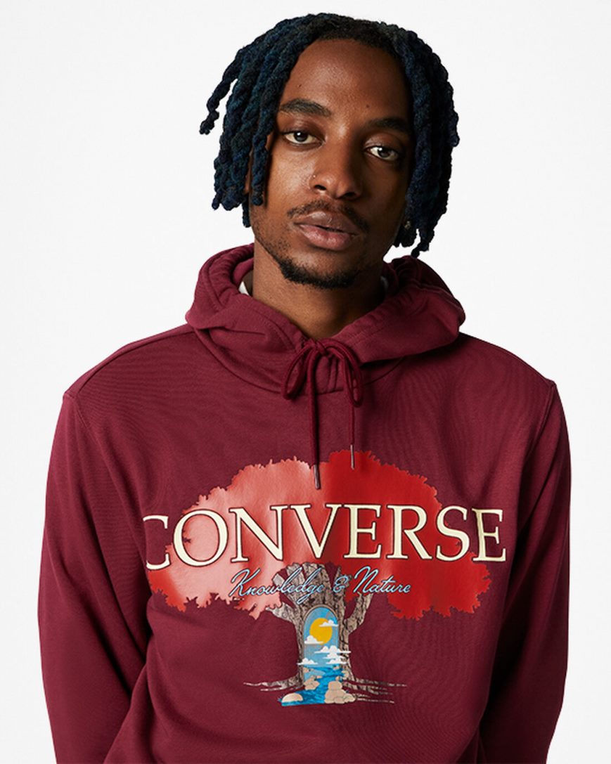 Converse Tree of Life Pullover Hettegensere Herre Mørke Rød | 624TSNJIE