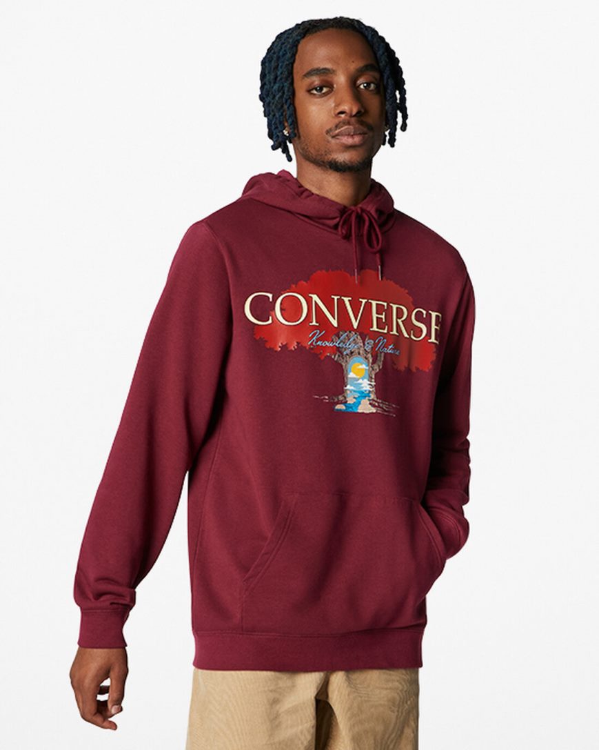 Converse Tree of Life Pullover Hettegensere Herre Mørke Rød | 624TSNJIE