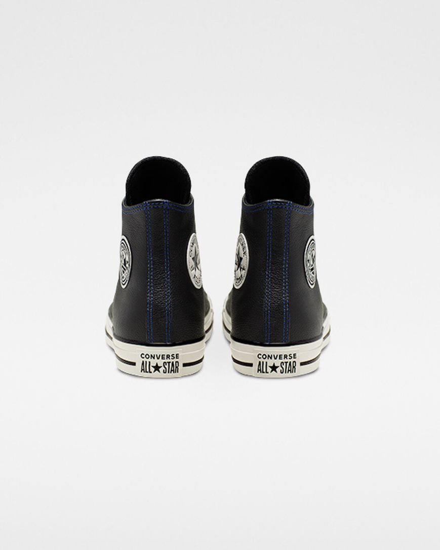 Converse Tumbled Lær Chuck Taylor All Star Høye Sko Dame Svarte Kongeblå | 063CDNTZP