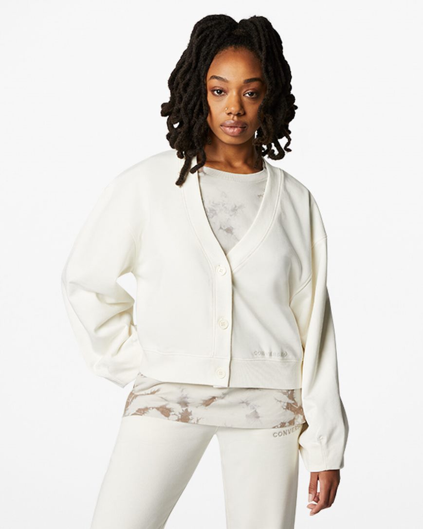 Converse Twisted Knits Cardigan Gensere Dame Beige | 276BLQATX