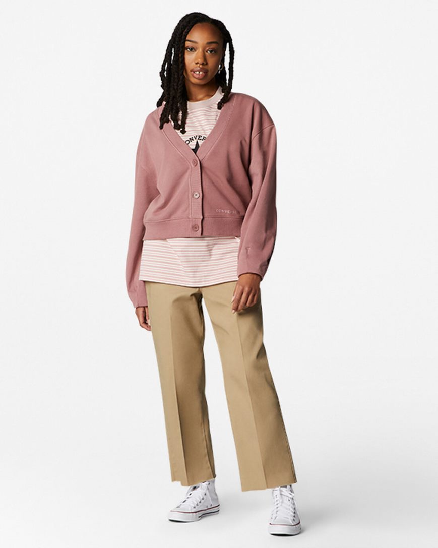 Converse Twisted Knits Cardigan Gensere Dame Burgunder | 843VRTZIN