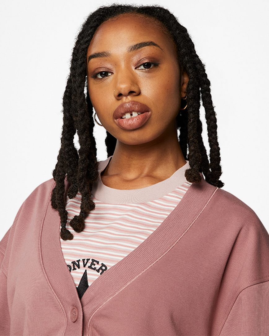 Converse Twisted Knits Cardigan Gensere Dame Burgunder | 843VRTZIN
