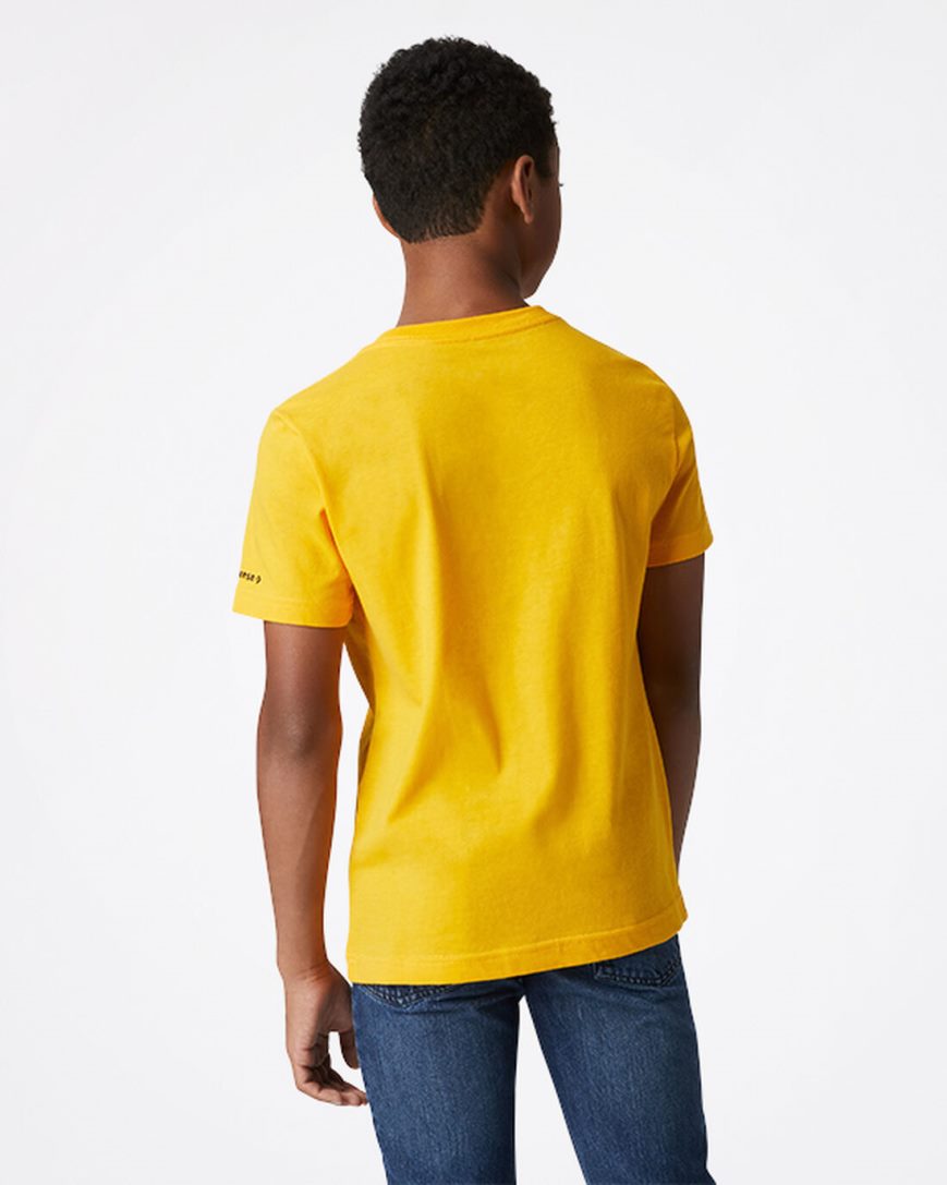Converse Wavy Wordmark Sneaker T-Shirts Gutt Gul | 354FHTMLN