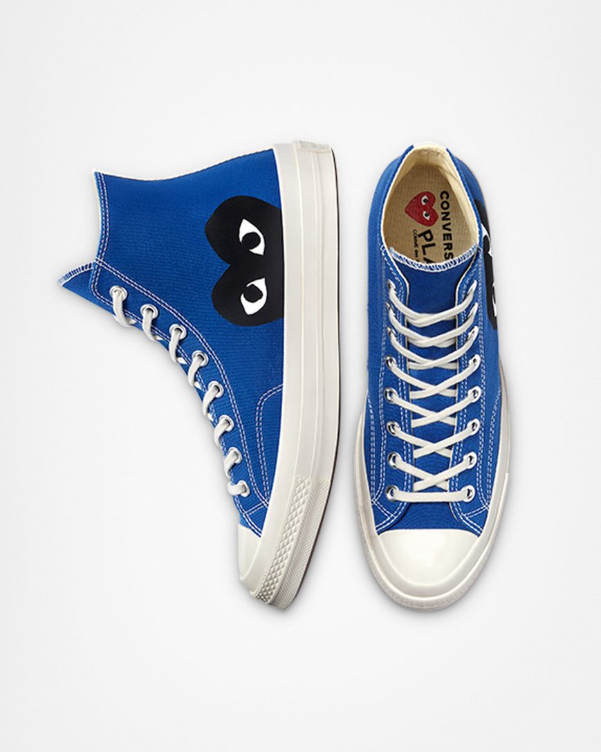 Converse x Comme des Garçons PLAY Chuck 70 Høye Sko Dame Blå Svarte | 032CSXZPM
