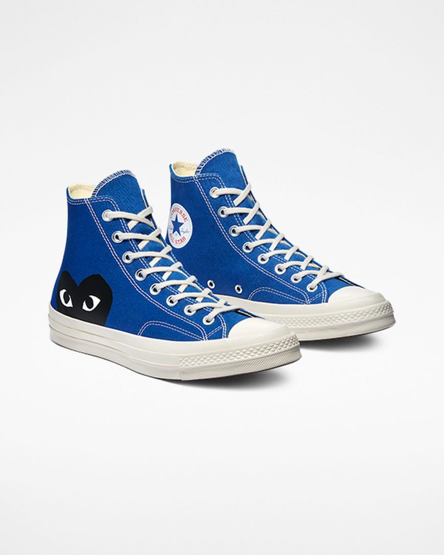 Converse x Comme des Garçons PLAY Chuck 70 Høye Sko Dame Blå Svarte | 032CSXZPM