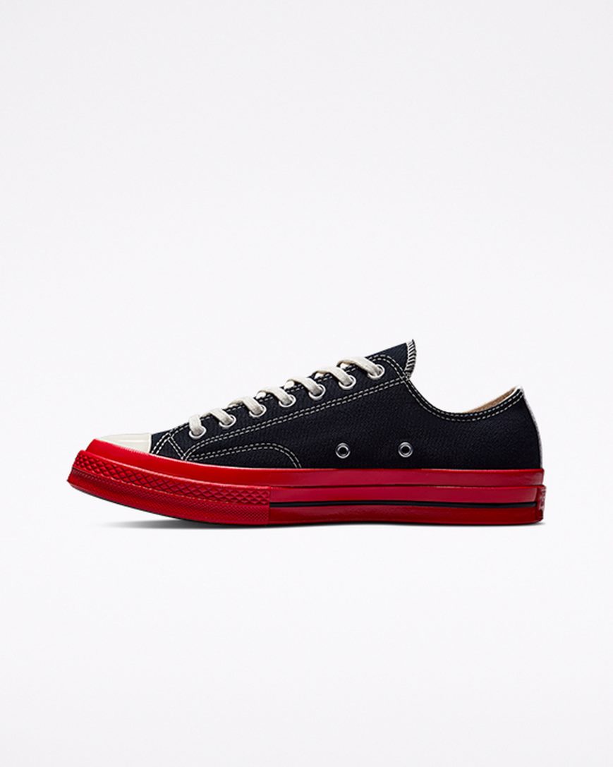 Converse x Comme des Garçons PLAY Chuck 70 Lave Sko Dame Svarte Rød | 039XPZEVL