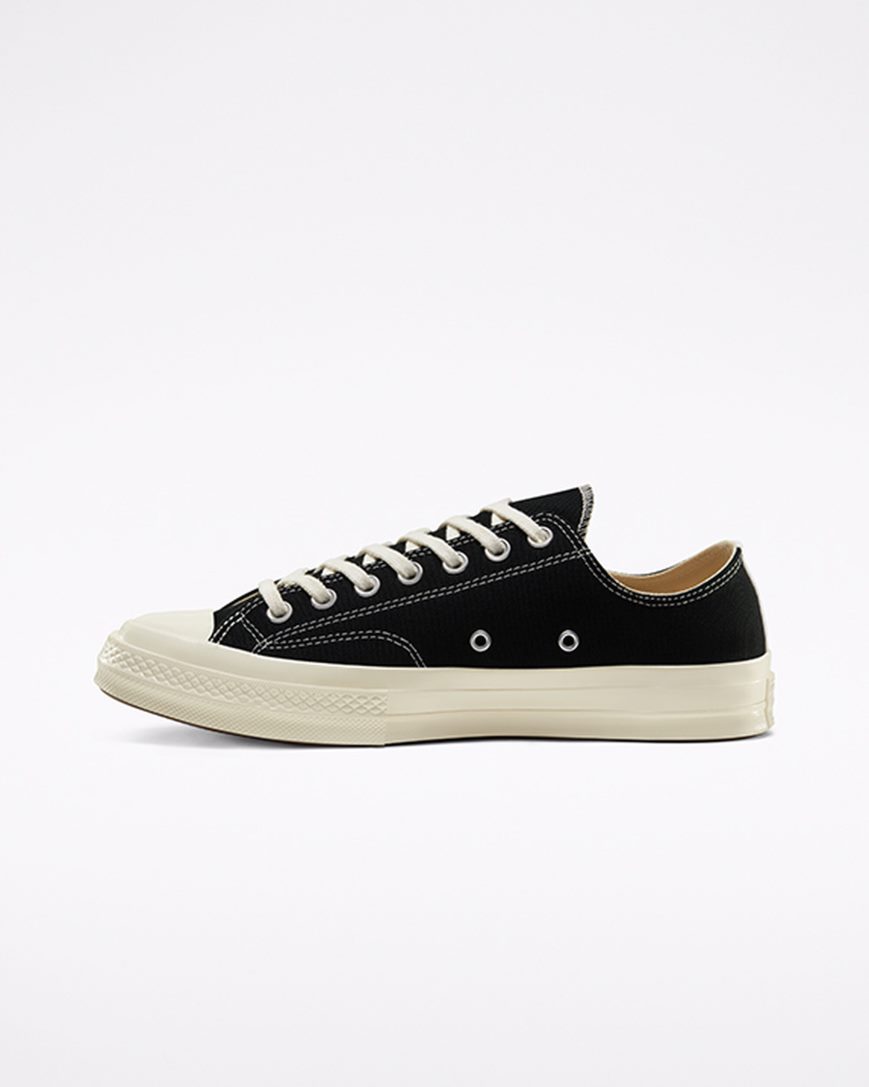 Converse x Comme des Garçons PLAY Chuck 70 Lave Sko Dame Svarte Hvite Rød | 298IKYWGR