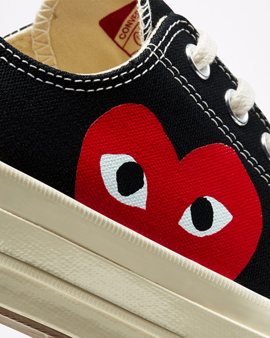 Converse x Comme des Garçons PLAY Chuck 70 Lave Sko Dame Svarte Hvite Rød | 298IKYWGR