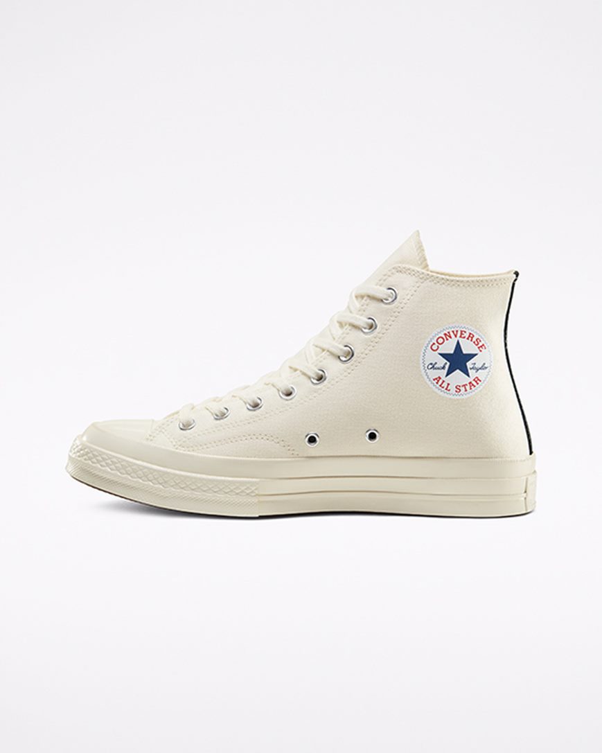Converse x Comme des Garçons PLAY Chuck 70 Høye Sko Dame Hvite Rød | 386ZUFROM