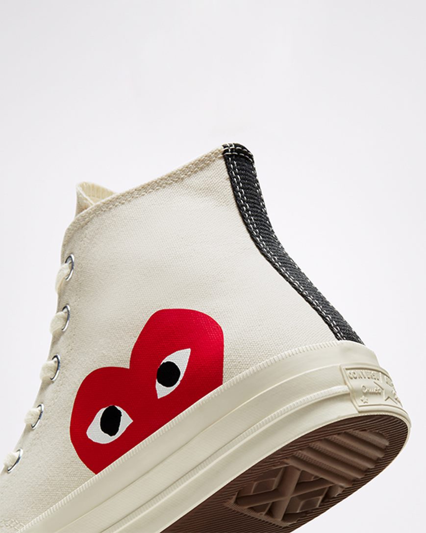 Converse x Comme des Garçons PLAY Chuck 70 Høye Sko Dame Hvite Rød | 386ZUFROM