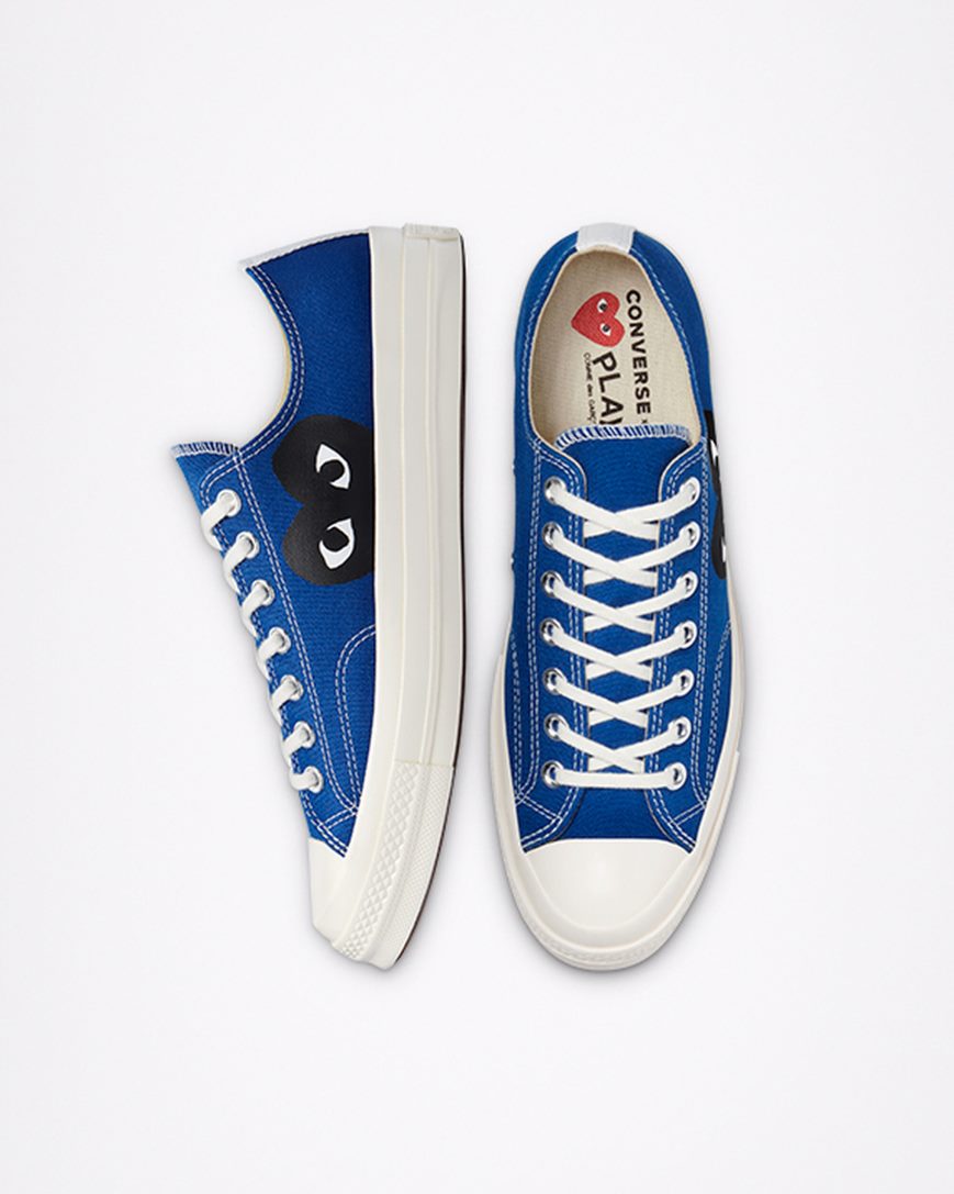 Converse x Comme des Garçons PLAY Chuck 70 Lave Sko Herre Blå Svarte | 451LBUJGV